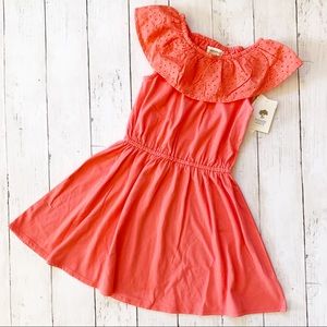 Tucker + Tate Coral Eyelet Ruffle Off-Shoulder Dress